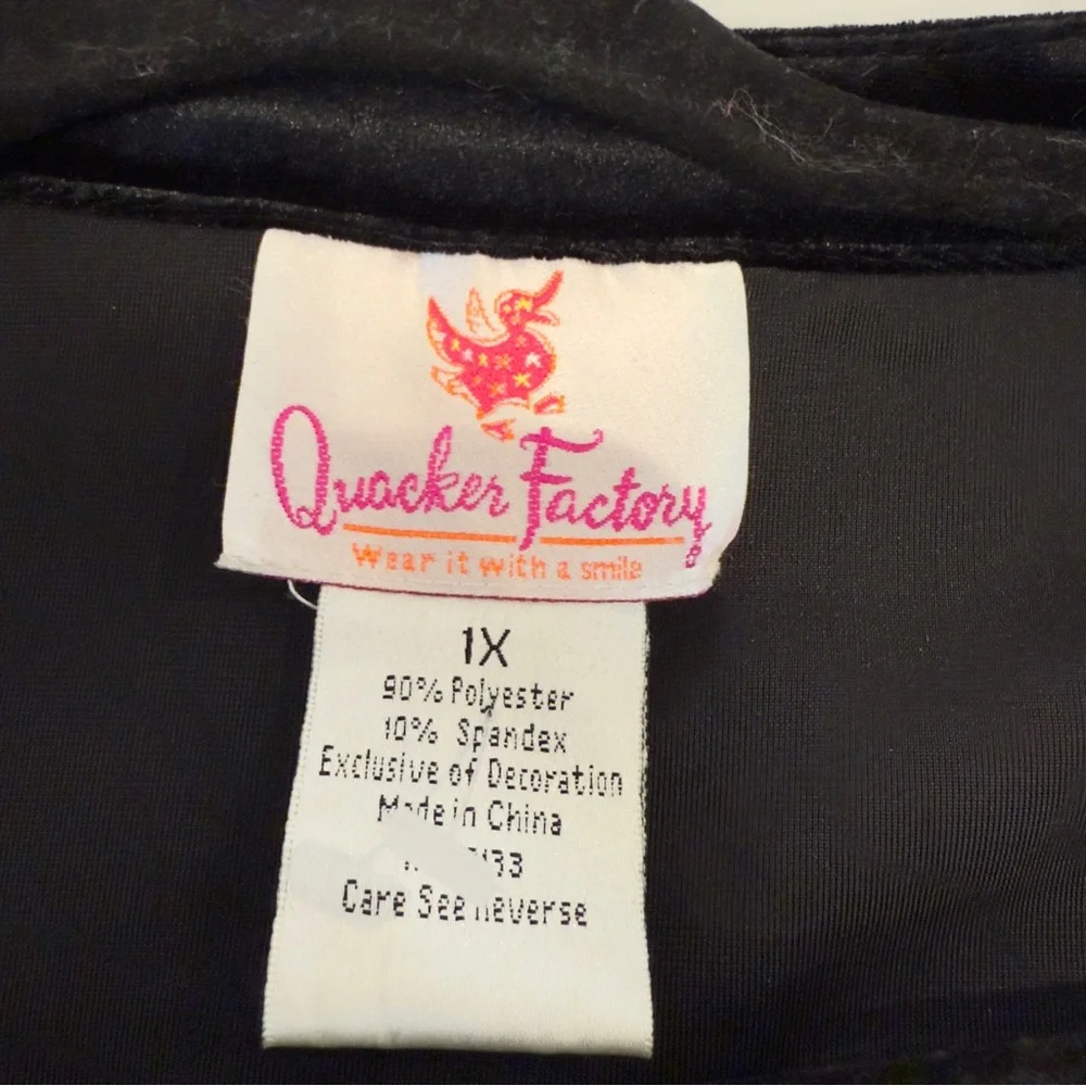 Quacker Factory Velvet Velour 2 Piece Cardigan And Tank Set Black Women Size 1X